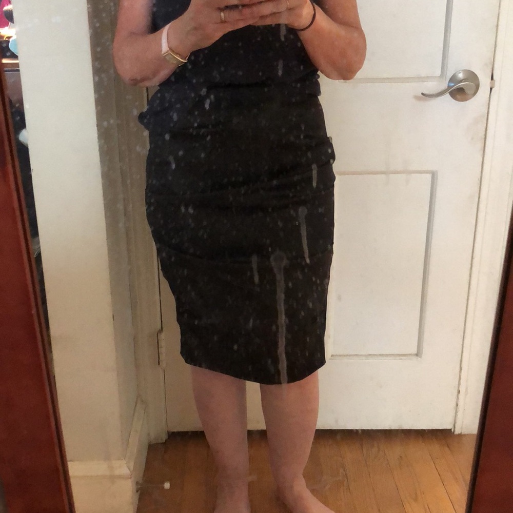 Sara Campbell black satin ruched skirt